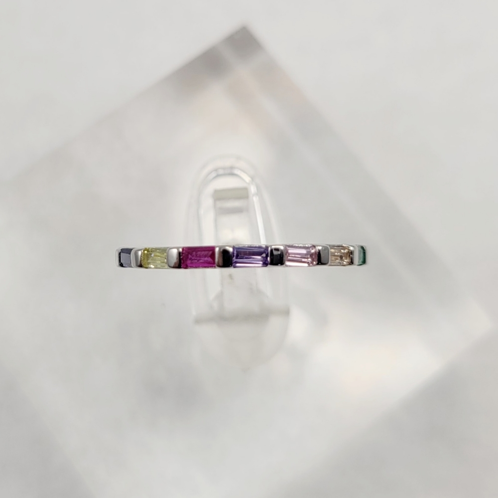 Sterling Silver Rainbow Eternity Band - Picture 8 of 10